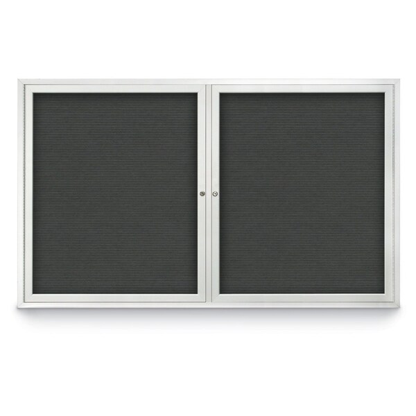 96"x48" 2-Door Enclosed Outdoor Letterboard, Grey Felt/Satin